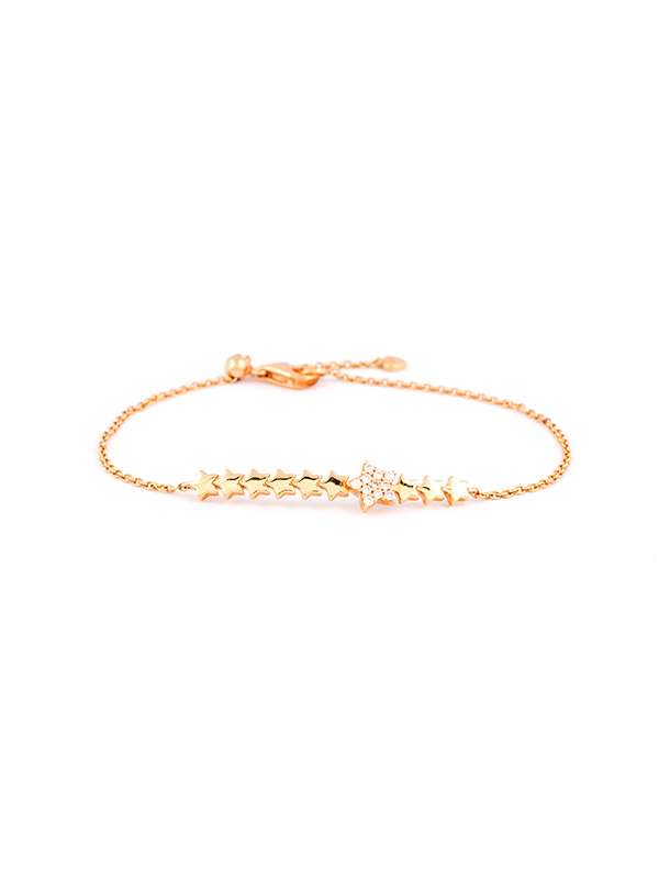 BRACCIALE IN ORO ROSA 18KT CON STELLE E DIAMANTI BIANCHI