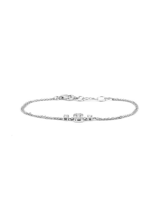 BRACCIALE IN ORO BIANCO 18KT DOPPIA CATENELLA CON DIAMANTI