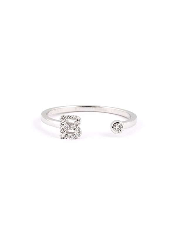 ANELLO IN ORO BIANCO 18KT LETTERA B CON DIAMANTI