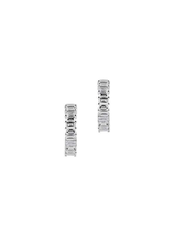ORECCHINI CERCHIO IN ORO BIANCO 18KT CON DIAMANTI BAGUETTE
