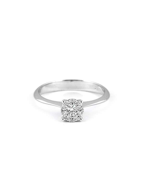 ANELLO IN ORO BIANCO 18KT CON DIAMANTI ROSETTA