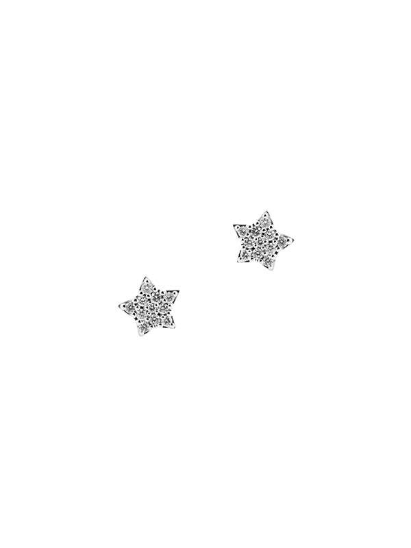 ORECCHINI LOBO IN ORO BIANCO 18KT STELLA CON DIAMANTI