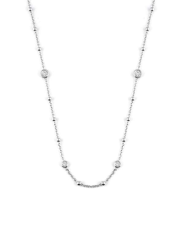 GIROCOLLO ROSARIO IN ORO BIANCO 18KT CON DIAMANTI