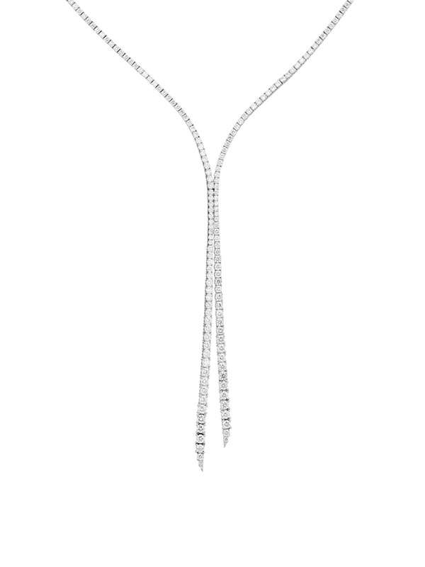 GIROCOLLO TENNIS FILO TANGENTE IN ORO BIANCO 18KT CON DIAMANTI