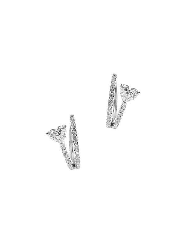 ORECCHINI IN ORO BIANCO 18KT CON DIAMANTE TAGLIO CUORE E DIAMANTI