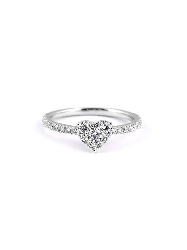 ANELLO IN ORO BIANCO 18KT CUORE DI DIAMANTI