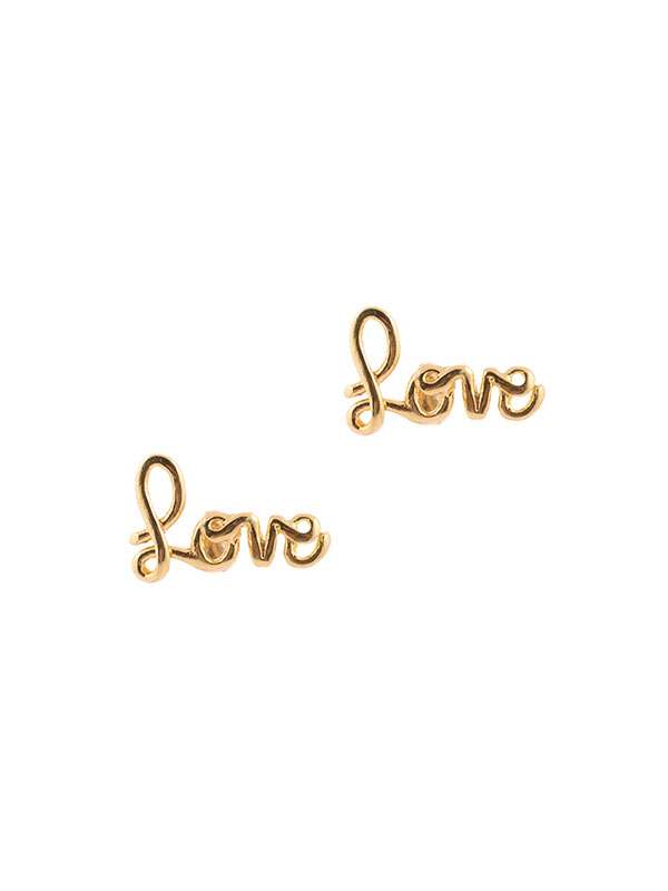 ORECCHINI LOBO IN ORO GIALLO 18KT SCRITTA LOVE