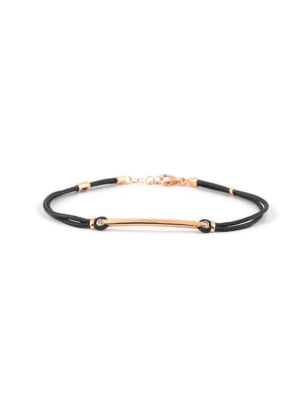 BRACCIALE CORDINO CON BARRETTA IN ORO BIANCO 18KT
