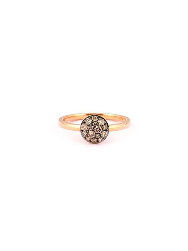 ANELLO IN ORO ROSA 18KT CON PAVE' DI DIAMANTI BROWN