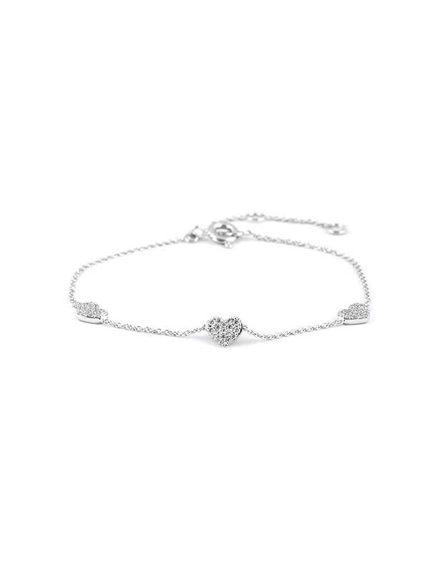 BRACCIALE IN ORO BIANCO 18KT TRE CUORI CON DIAMANTI