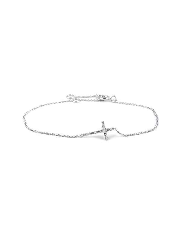 BRACCIALE IN ORO BIANCO 18KT CROCE DI DIAMANTI