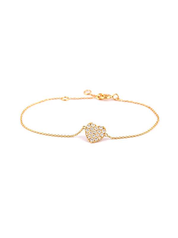 BRACCIALE IN ORO GIALLO 18KT CUORE CON DIAMANTI