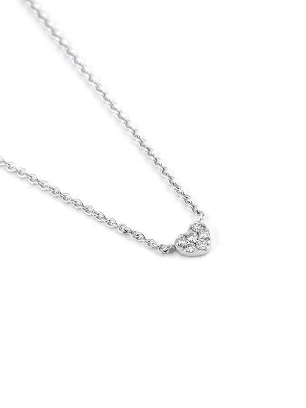 GIROCOLLO IN ORO BIANCO 18KT CUORE CON DIAMANTI