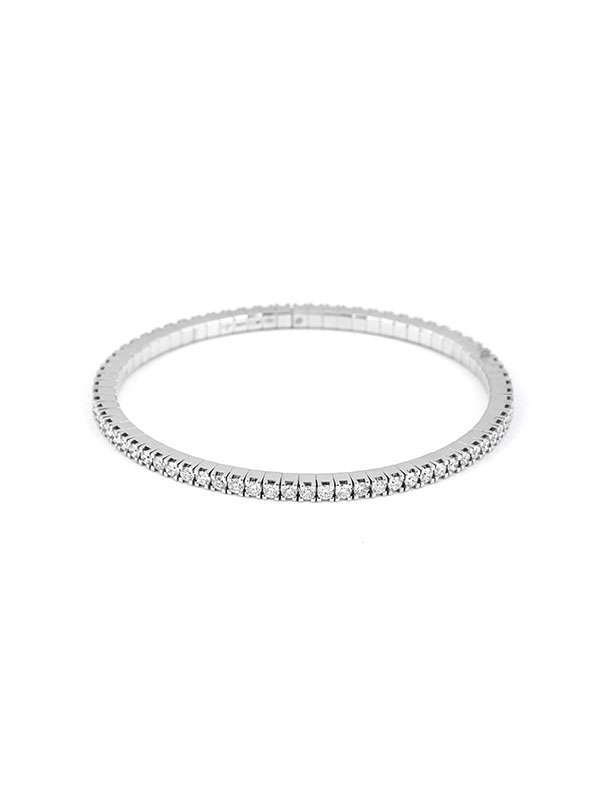 BRACCIALE TENNIS ELASTICO IN ORO BIANCO 18KT CON DIAMANTI