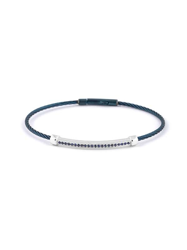 BRACCIALE THREADS BERSANI IN ACCIAIO AZZURRATO E ORO BIANCO 18KT CON ZAFFIRI BLU MOD. 9086BZ
