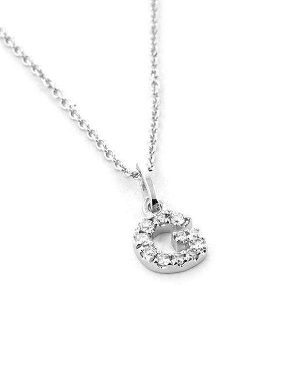 GIROCOLLO LETTERA G IN ORO BIANCO 18KT E DIAMANTI