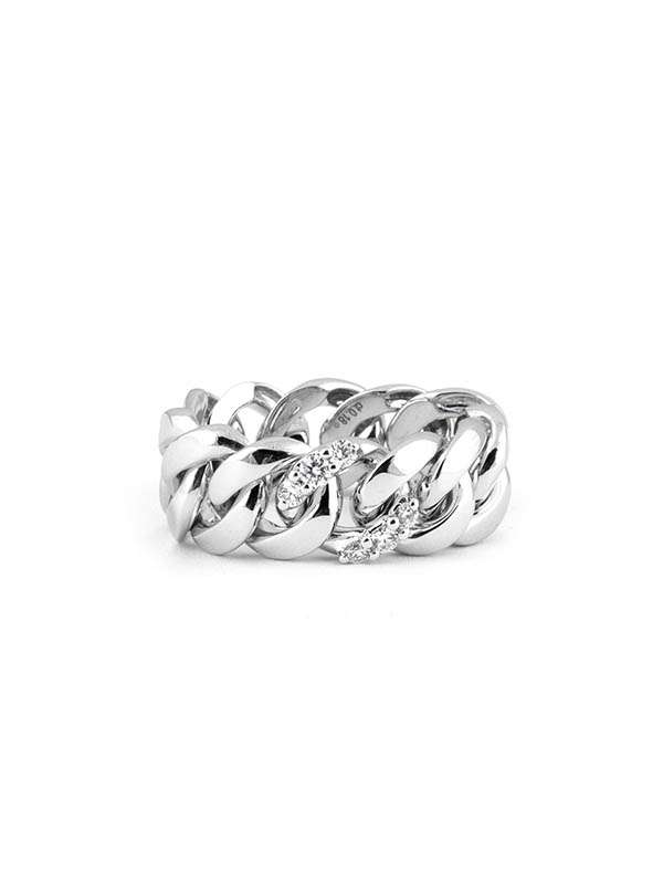 ANELLO FANTASIA GROUMETTE IN ORO BIANCO 18KT CON DIAMANTI
