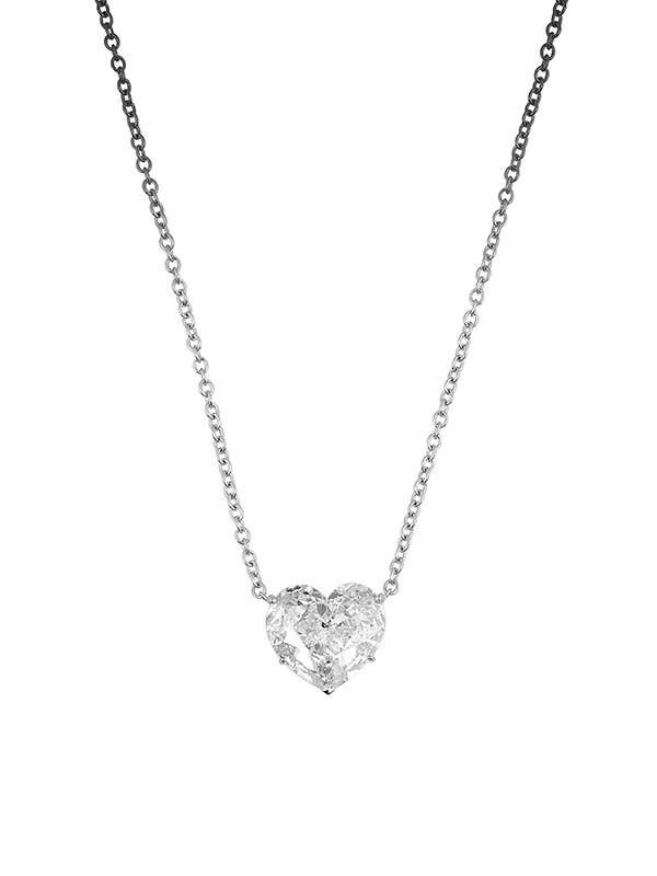 GIROCOLLO IN ORO BIANCO 18KT CON DIAMANTE TAGLIO CUORE