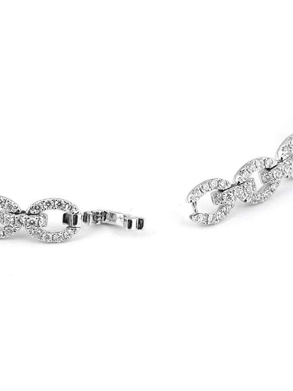 BRACCIALE MAGLIA OVALE IN ORO BIANCO 18KT CON DIAMANTI