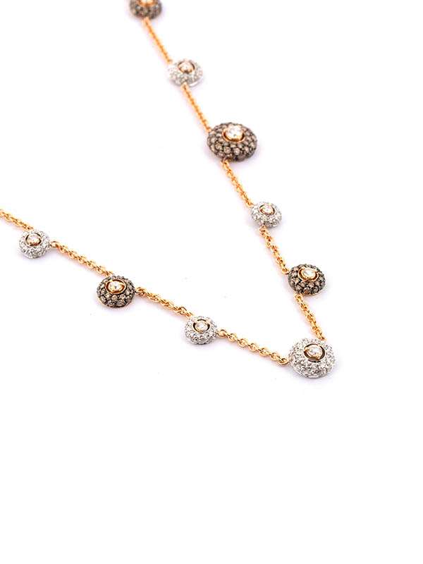 GIROCOLLO IN ORO ROSA 18KT CON DIAMANTI E DIAMANTI BROWN