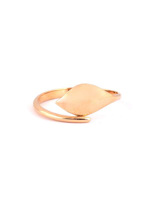 ANELLO CON FOGLIA PIENA IN ORO ROSA 18KT