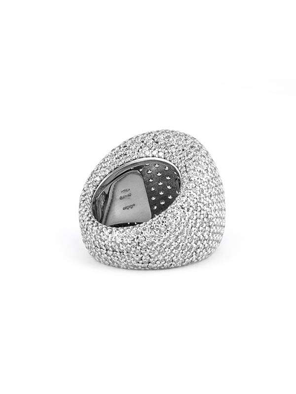 ANELLO PAVE' A FASCIA IN ORO BIANCO 18KT CON DIAMANTI BIANCHI
