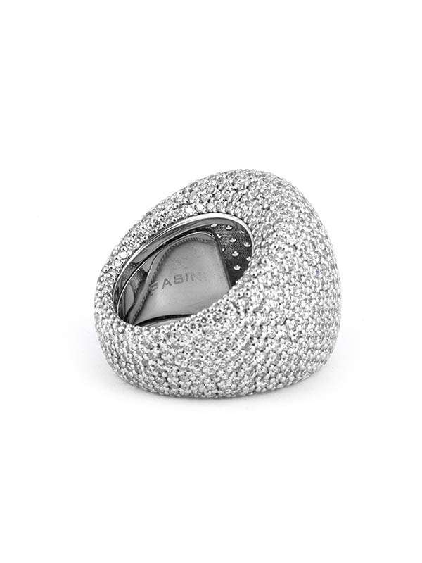 ANELLO PAVE' A FASCIA IN ORO BIANCO 18KT CON DIAMANTI BIANCHI