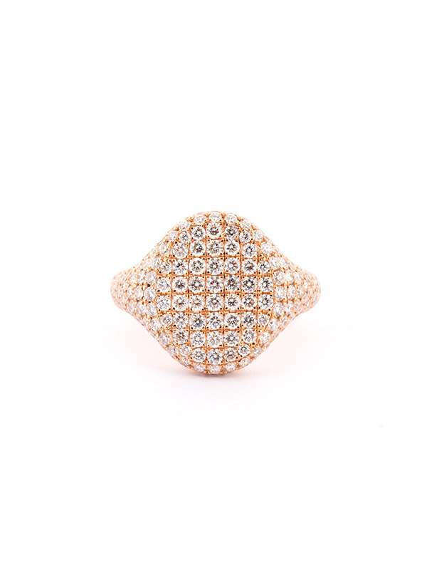 ANELLO IN ORO ROSA 18KT CON PAVE' DI DIAMANTI BIANCHI