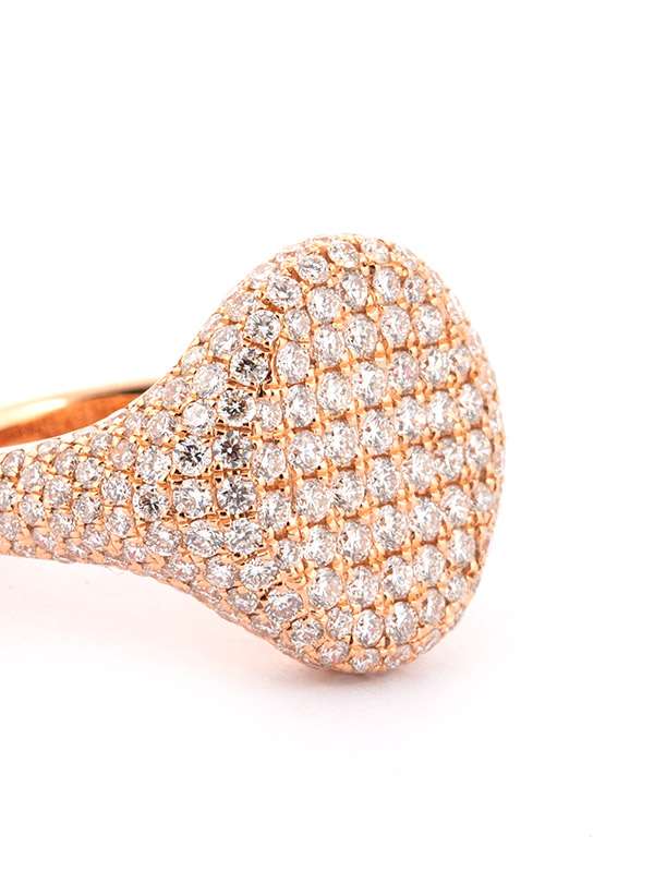 ANELLO IN ORO ROSA 18KT CON PAVE' DI DIAMANTI BIANCHI