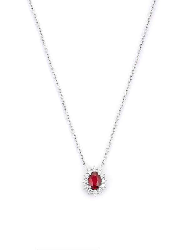 GIROCOLLO IN ORO BIANCO 18KT CON DIAMANTI E RUBINO