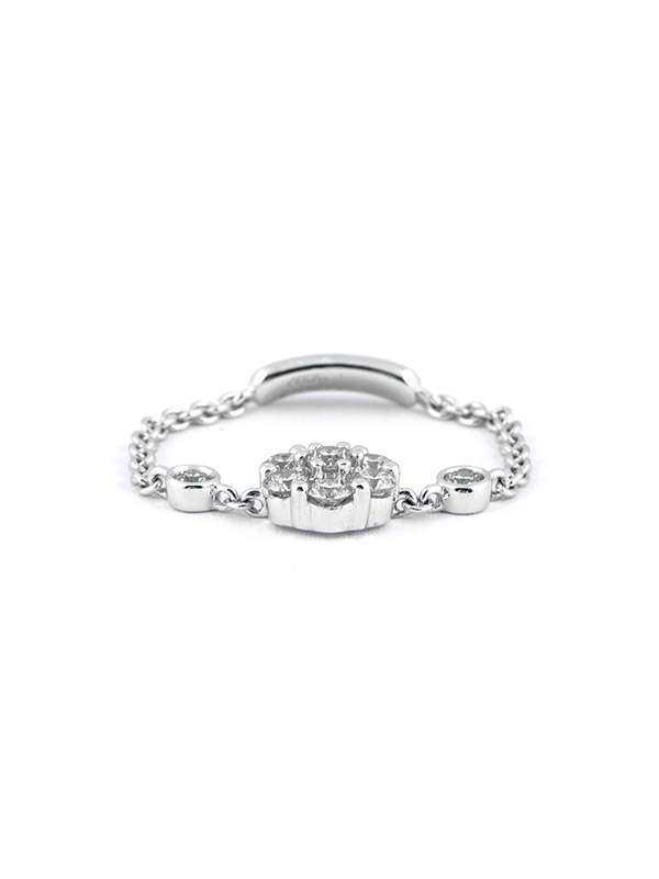 ANELLO CATENELLA IN ORO BIANCO 18KT CON DIAMANTI