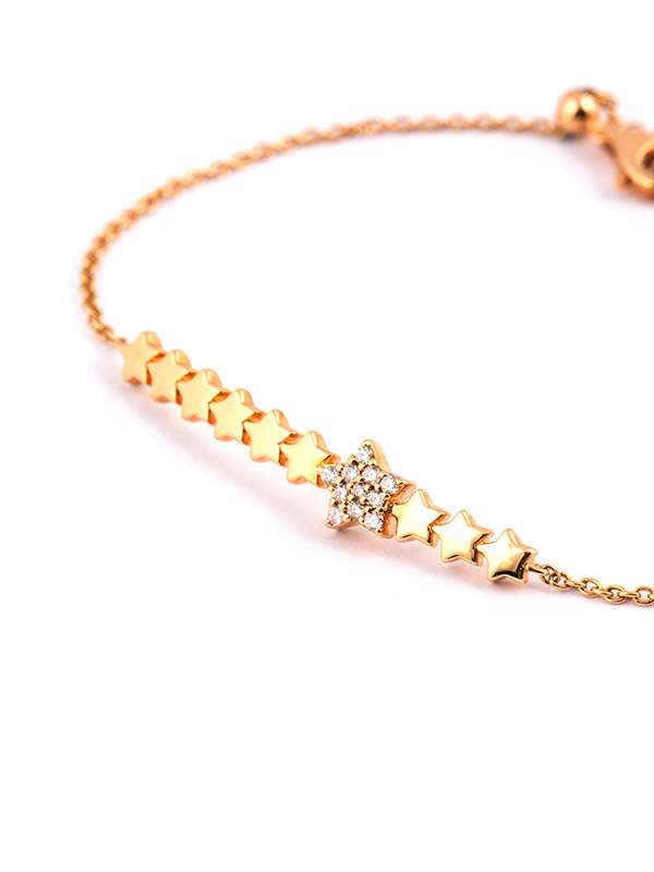 BRACCIALE IN ORO ROSA 18KT CON STELLE E DIAMANTI BIANCHI