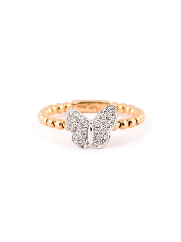 ANELLO IN ORO ROSA 18KT CON FARFALLA E DIAMANTI