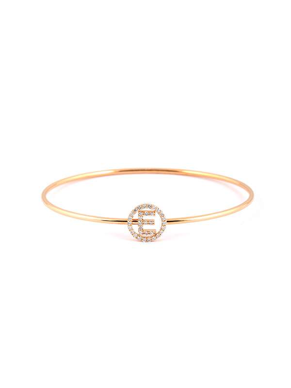 BRACCIALE RIGIDO IN ORO ROSA 18KT LETTERA E CON DIAMANTI