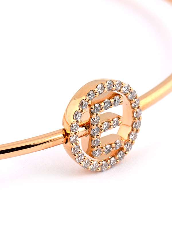 BRACCIALE RIGIDO IN ORO ROSA 18KT LETTERA E CON DIAMANTI