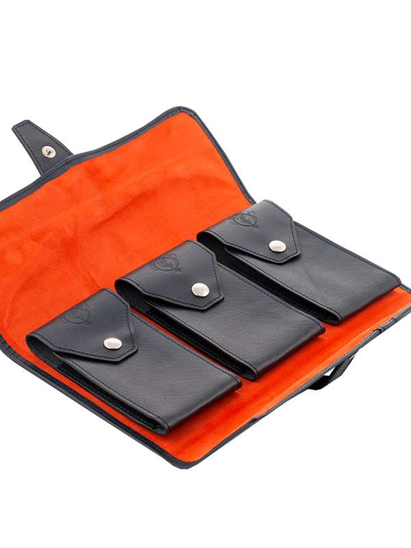 SCATOLA PORTAOROLOGI CARTTIME 3 POSTI IN PELLE DI VITELLO BLU WTC-3W
