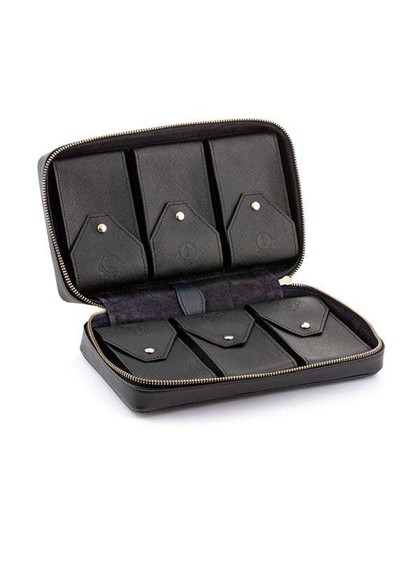 SCATOLA PORTAOROLOGI CARTTIME 6 POSTI IN PELLE DI VITELLO BLU WTC-6W
