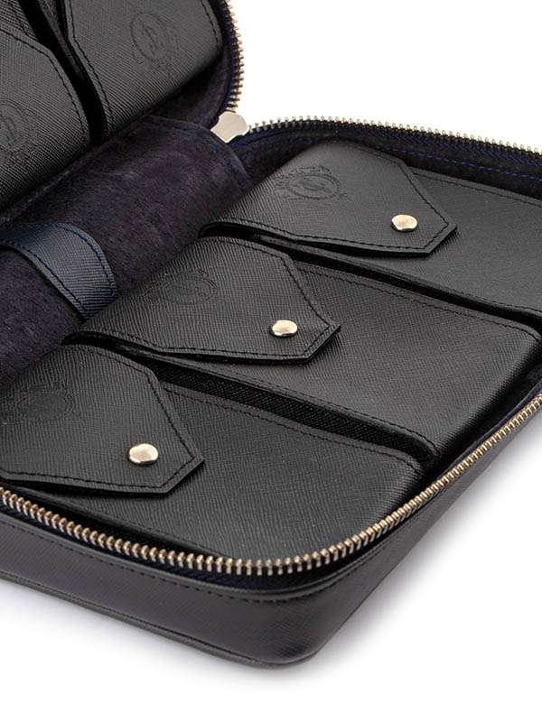 SCATOLA PORTAOROLOGI CARTTIME 6 POSTI IN PELLE DI VITELLO BLU WTC-6W