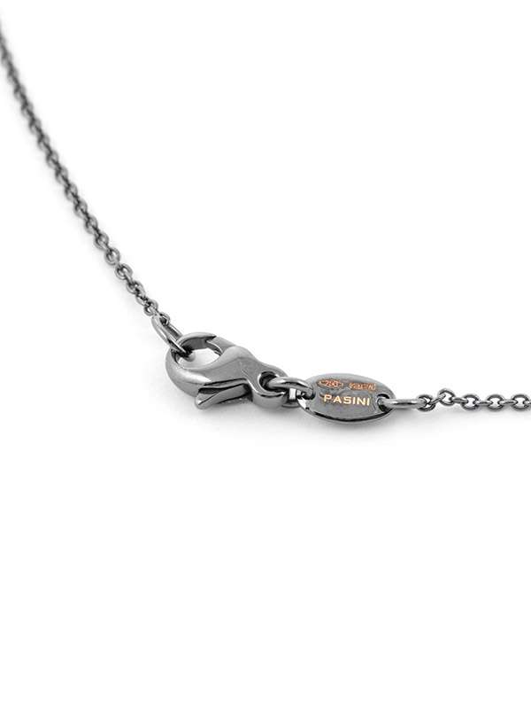 GIROCOLLO IN ORO BIANCO 18KT RODIATO NERO CON TESCHIO E DIAMANTI BIANCHI