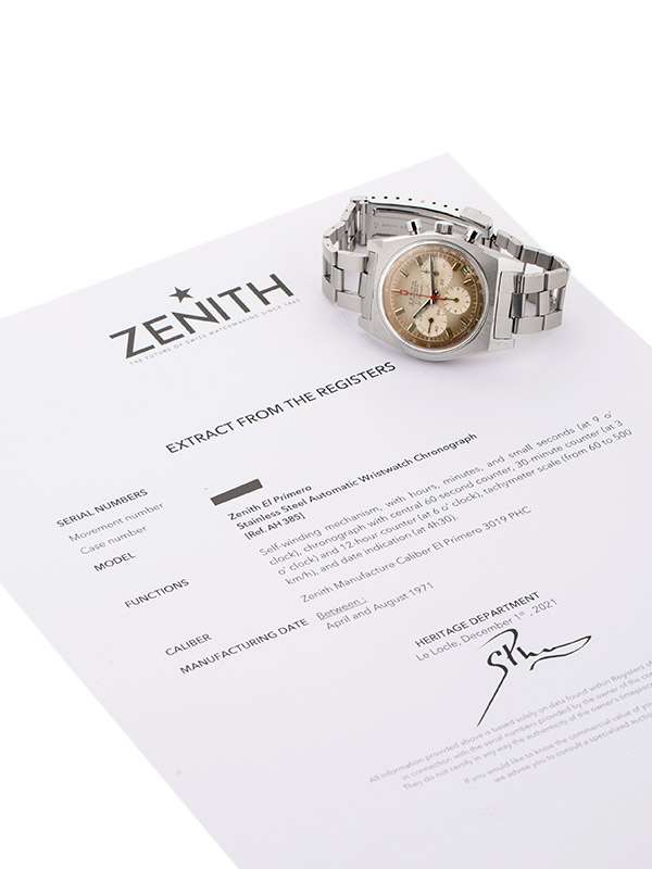 ZENITH VINTAGE EL PRIMERO CON ESTRATTO 37MM IN ACCIAIO REF. A385