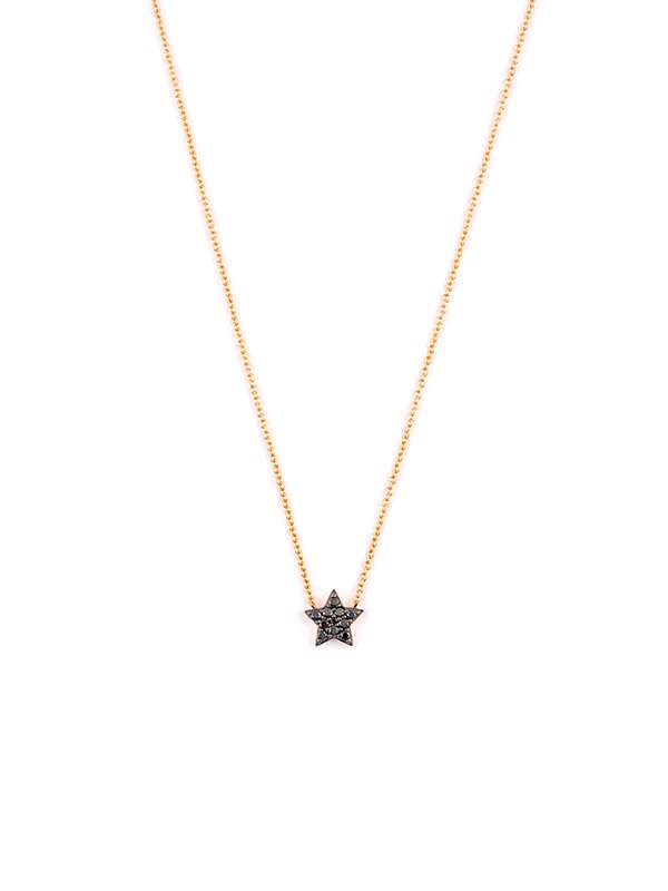 GIROCOLLO IN ORO ROSA 18KT STELLA CON DIAMANTI NERI