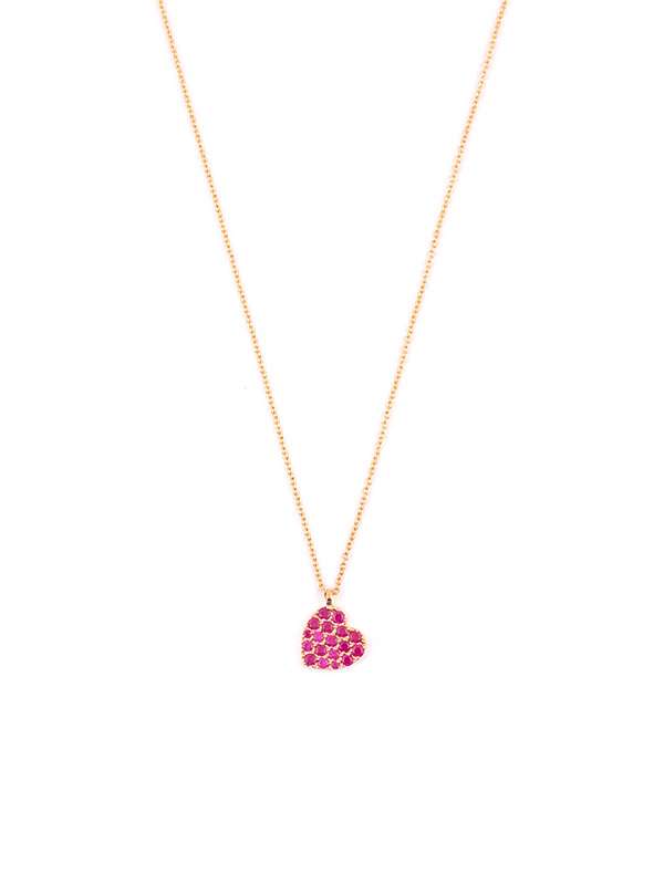 GIROCOLLO IN ORO ROSA 18KT CUORE CON RUBINI