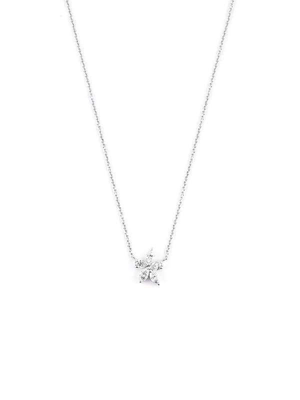 GIROCOLLO IN ORO BIANCO 18KT FIORE CON DIAMANTI