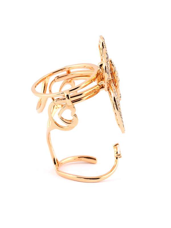 ANELLO IN ORO ROSA 18KT FARFALLA MOBILE CON DIAMANTI BIANCHI E DIAMANTI BROWN