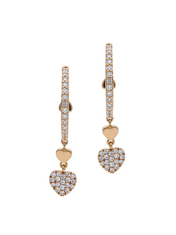 ORECCHINI IN ORO ROSA 18KT CUORE CON DIAMANTI
