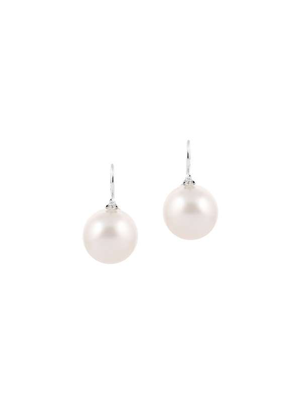 ORECCHINI IN ORO BIANCO 18KT CON DIAMANTI E PERLA