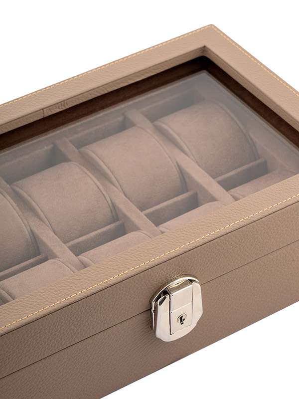 SCATOLA PORTA OROLOGI IN PELLE 10 POSTI CON VETRO