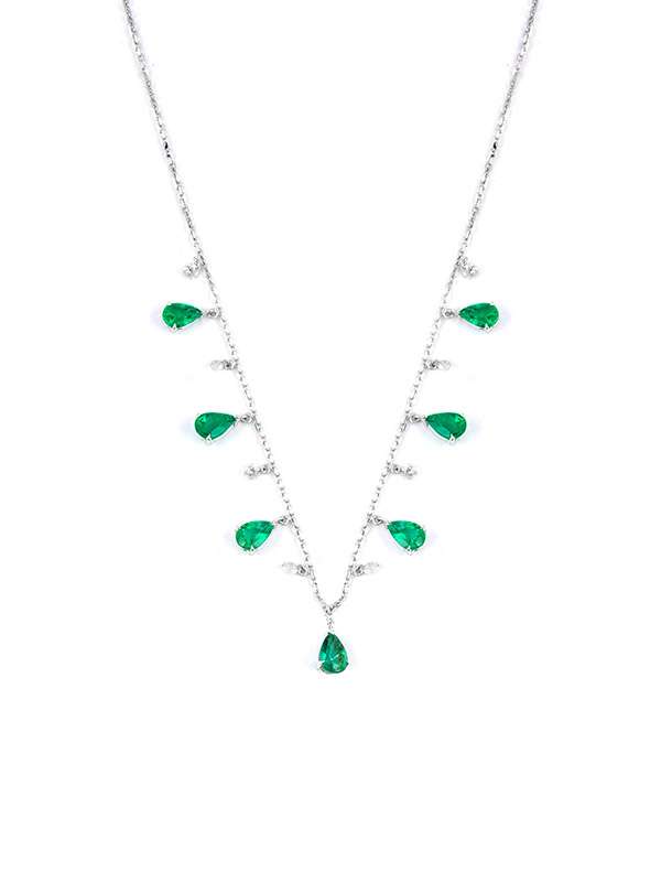 GIROCOLLO IN ORO BIANCO 18KT CON DIAMANTI E SMERALDI