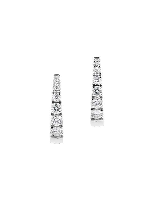 ORECCHINI CERCHIO IN ORO BIANCO 18KT CON DIAMANTI A SCALARE