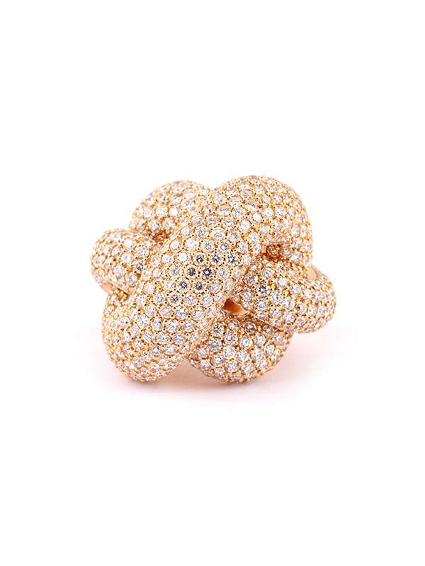 ANELLO IN ORO ROSA 18KT DOPPIO INCROCIO CON DIAMANTI